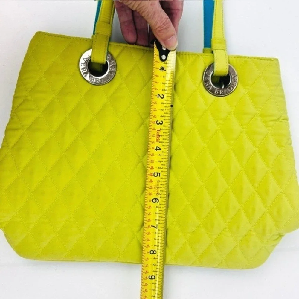 Vera Bradley Tote Bag Women Small Lime Green Blue Good Quilted Microfiber